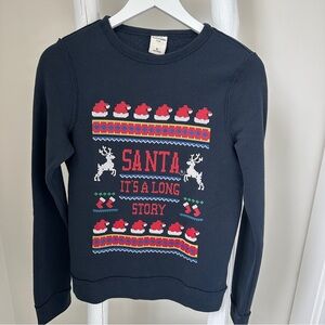 Abercrombie Kids Holiday Christmas Graphic Navy Sweatshirt Size XL